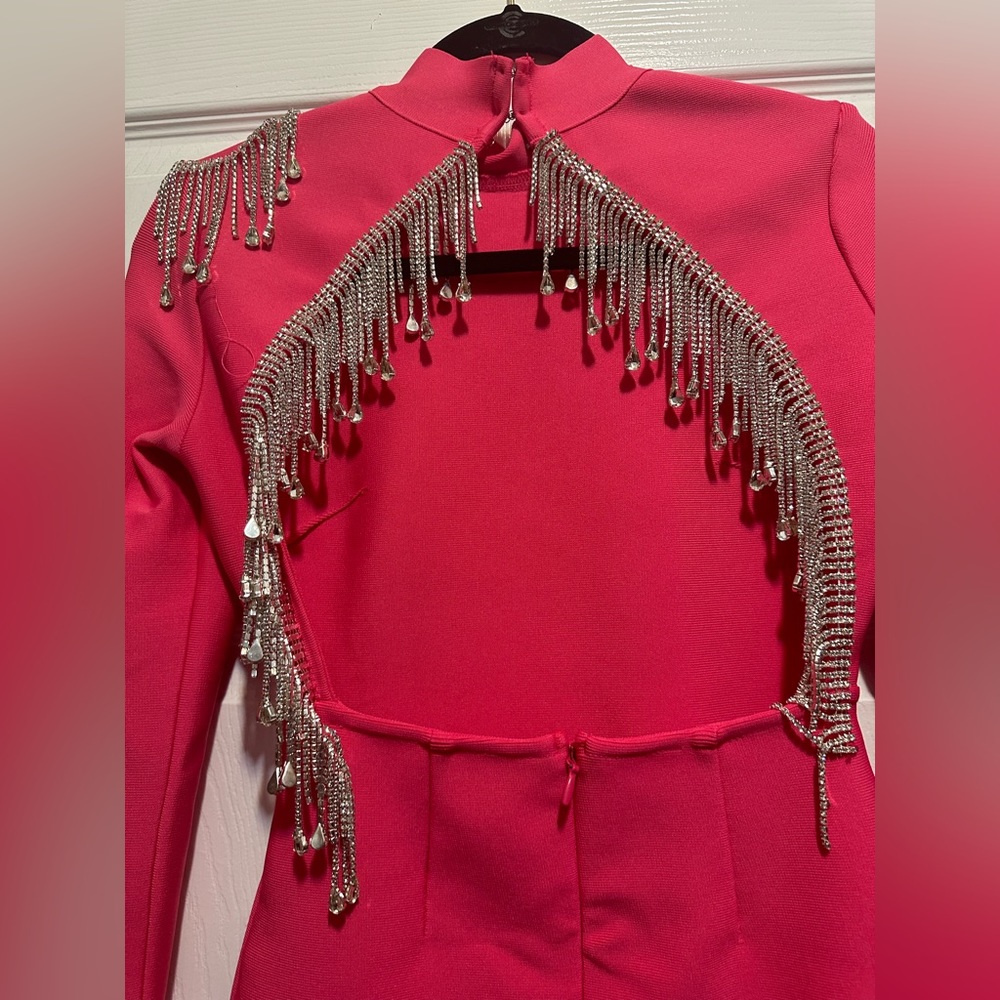 Rhinestone Backless Pink Dress - Picture 5 of 8